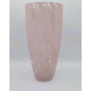 Debi Lilly Marble Bubble Finish Pink Heavy Glass Floral Vase 11"